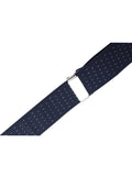 1 x RAW Customer Returns Men s Suspenders Bow Tie Set 2 WAY TO WEAR 6 Leather Buttonhole 3 Clips Y-Shape 3.5cm Wide Extended Braces for Height 160-200cm - Dotted Navy Blue - RRP €27.0