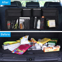 1 x RAW Customer Returns URAQT Car Trunk Organizer, Car Storage Bag, Boot Bag, Waterproof Bags with Strong Elastic, Wand Structure for SUV, Black - RRP €14.99