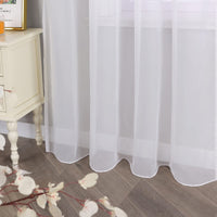 1 x RAW Customer Returns HongYa 1-Pack Plain Curtain Transparent Voile Scarf Curtain with Ruffle Tape H W 270 145 cm White - RRP €21.05