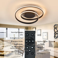 1 x RAW Customer Returns Smart LED ceiling lamp compatible with Alexa app Google Home, dimmable ceiling light with remote control, 5200 lumens round modern black ceiling lamp for living room, bedroom 48cm - RRP €129.99