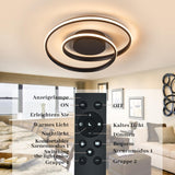 1 x RAW Customer Returns Smart LED ceiling lamp compatible with Alexa app Google Home, dimmable ceiling light with remote control, 5200 lumens round modern black ceiling lamp for living room, bedroom 48cm - RRP €129.99