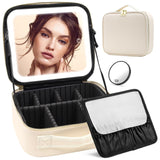 1 x RAW Customer Returns JADAZROR Makeup Bag with Mirror and Light, Travel Makeup Bag with 3 Color LED Lighted Makeup Organizer, Portable Makeup Case with Adjustable Dividers, Cosmetic Bag, Gift - RRP €39.99