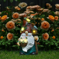 1 x RAW Customer Returns Lewondr Solar Garden Gnome Garden Decoration for Outdoors, Waterproof Resin Gnome Garden Figure with Flower Basket, Sculpture Garden Decoration with Warm Light Gift for Lawn Yard Patio Porch - RRP €36.89