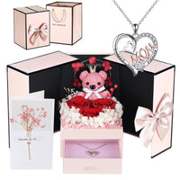 2 x Brand New Marypaty Preserved Rose Gift Set for Mother, Eternal Rose Gift Box with I Love You Inscription, Rose Bear, Surprise Gift for Mother s Day Valentine s Day C  - RRP €40.8