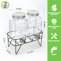 1 x RAW Customer Returns Roetell 4 Liter Glass Drinks Dispenser with Faucet, 2 Pack Water Dispenser with Stand, Lemonade Drinks Dispenser for Iced Tea, Iced Drinks, Kombucha Dispenser Suitable for Parties, Weddings - RRP €49.4