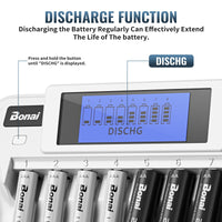 1 x RAW Customer Returns BONAI Battery Charger 9 Slot LCD Battery Charger Universal Battery Charger Intelligent Battery Charger with Discharge Function for AA AAA 9V Block NI-MH NI-CD Rechargeable Batteries - RRP €25.07