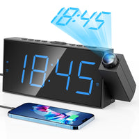 1 x RAW Customer Returns Digital Projection Alarm Clock for Bedroom Ceiling, Projector Clock, Dimmer and LED Display, Adjustable Ringer, Dual Alarms for Wall, Kids, Seniors and Heavy Sleepers - RRP €27.46