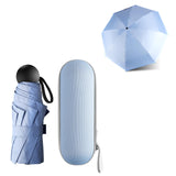 1 x RAW Customer Returns JIGUOOR Folding Travel Umbrella, 8 Ribs Mini Umbrella Small UV Umbrella Mini Anti-UV Compact Umbrella Windproof Strong Portable Pocket Umbrella with Capsule Case for Men Women - RRP €18.35