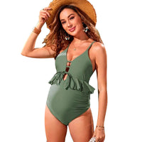 1 x RAW Customer Returns Tofern Maternity Swimsuit Women s Waist with Lotus Leaf Maternity One-Piece Swimsuit Adjustable Back Bondage Swimwear V Neck Pregnancy Bikini, Swimsuits for Pregnant Women - RRP €20.16