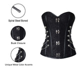 1 x RAW Customer Returns Charmian Women s Steampunk Gothic Spiral Steel Boned Brocade Waist Cincher Overbust Corset with Chains Black Small - RRP €84.0