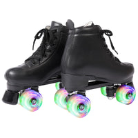 1 x RAW Customer Returns Roller skates for children and adults, classic roller skates for women and girls with 8 shiny retro roller skates, ABEC-7 ball bearings, comfortable PU leather roller skates, for indoor and outdoor use - RRP €50.41