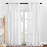 1 x RAW Customer Returns PONY DANCE Interior Curtains 2 Pieces 132x240 CM - White Living Room Curtains Semi-Sheer Glass Curtains for Windows Modern Bedroom Curtains Linen Effect Curtains with Pocket - RRP €27.95