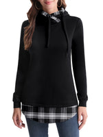 1 x RAW Customer Returns DJT Women s Hoodie Sweat Jacket Hoody Schreag Collar Checked Jumper Black Plaid Medium - RRP €26.16