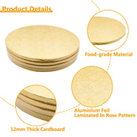 1 x RAW Customer Returns Cake Board Cake Base 12mm x 30cm 12inch Cake Board Round 4 Pieces Reusable Cake Base for Transporting Cakes and Tarts Gold  - RRP €16.13