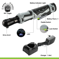 1 x RAW Customer Returns WORKPRO Electric Ratchet Wrench Set, 12V Cordless Ratchet, 3 8 , 55 Nm, Cordless Ratchet Screwdriver with 1 x 2.0 Ah Battery, LED Light, incl. 9 Sockets, Storage Bag, Charger - RRP €80.65