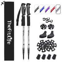 2 x RAW Customer Returns TheFitLife Hiking and Trekking Poles - 2 Pack with Antishock and Quick Release System, Telescopic, Super Lightweight for Hiking, Camping, Mountaineering, Backpacking, Walking, Trekking - RRP €58.48