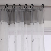 1 x RAW Customer Returns Yujiao Mao Embroidery Voile Curtains Pack of 1 Transparent Curtain Scarf with Ruffle Tape W x H 140 x 175 cm Grey - RRP €28.99