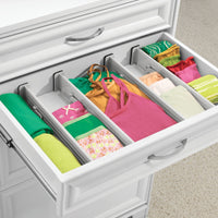 1 x RAW Customer Returns mDesign set of 4 adjustable drawer inserts practical drawer organizer for closets and dressers flexible plastic drawer divider grey - RRP €30.99