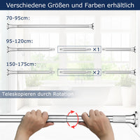 1 x RAW Customer Returns Dmore shower curtain rod stainless steel 150-175 cm extendable, telescopic rod can be adjusted by turning without drilling. Can be held securely as a shower rod - RRP €24.4