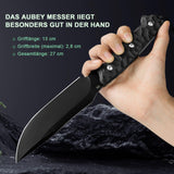 1 x RAW Customer Returns AUBEY BLACK SWALLOW Outdoor Fixed Blade Knife with Kydex Sheath, D2 Steel Blade, G10 Handle - Sharp Hunting Knife Belt Knife for Camping Fishing Hiking Survival Gift - RRP €35.24