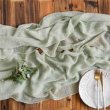 1 x RAW Customer Returns AOKSUNOVA Table Runner Eucalyptus Green Muslin Decorative Fabric 300 x 80cm Gauze Rustic Table Runner Cheesecloth Washable - RRP €14.99