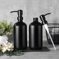 1 x RAW Customer Returns GMISUN soap dispenser black, 500ml dishwashing liquid dispenser for kitchen and bathroom, 2 pieces modern soap dispenser glass with black matt pump made of stainless steel and labels, soap dispenser - RRP €16.99