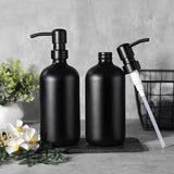 1 x RAW Customer Returns GMISUN soap dispenser black, 500ml dishwashing liquid dispenser for kitchen and bathroom, 2 pieces modern soap dispenser glass with black matt pump made of stainless steel and labels, soap dispenser - RRP €17.14