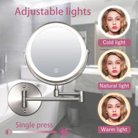 2 x RAW Customer Returns WITFAMILY Rechargeable Cosmetic Mirror with 1X 10X Magnification LED Lighting, Dimmable Shaving Mirror 3 Colors, Touchscreen, 360 Rotatable Wall Mounted for Bathroom and Hotel Nickel  - RRP €91.98