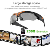 1 x RAW Customer Returns Camera Glasses, Video Sunglasses 1080P Full HD Portable Shooting Camera Glasses with Polarized Lenses, Audio and Video Recording, for Cycling, Hiking, Hunting, Men Orange  - RRP €40.99