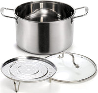 1 x RAW Customer Returns ZENFUN Stainless Steel Pot with Steamer Insert, 5.5 Quart Pot with Glass Lid, Non-Stick Stockpot with Handles, Small Cooking Pot 5.5 Quart, Sauce Pot, Induction Pot, Silver - RRP €25.99