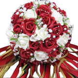 1 x RAW Customer Returns xiangshang shangmao New Wedding Bridal Bouquet Wine Red Roses Pearl Babysbreath Bouquet - RRP €27.9