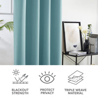 1 x RAW Customer Returns Deconovo Interior Blackout Curtains 2 Pieces 214 CM Height, Thermal Insulated Curtains with Eyelets for Modern Living Room, 132x214 CM Width x Height , Light Blue - RRP €49.95