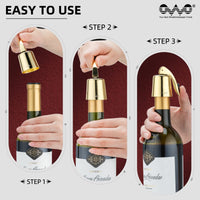 1 x RAW Customer Returns 2 pieces OWO wine stopper wine bottle stopper stainless steel wine closure plug bottle stopper vacuum wine closures reusable wine stopper gifts for wine lovers gold  - RRP €15.12