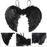 2 x RAW Customer Returns Sunshine smile 45 cm angel wings black with devil horn red, angel wings, feather wings, angel wings costume, angel wings for women and girls, party carnival costumes decoration, costume party fancy dress - RRP €13.6