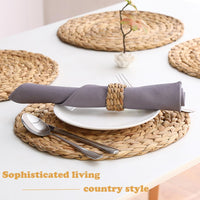 1 x RAW Customer Returns 12Pcs Grass Napkin Rings, Woven Napkin Rings Set, Water Hyacinth Napkin Rings, Rustic Braided Napkin Buckles, for Table Decoration, Wedding, Party, Everyday - RRP €17.14