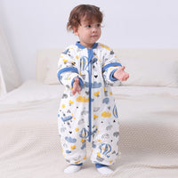 1 x RAW Customer Returns Baby Sleeping Bag with Legs and Winter Warm Lining, Detachable Sleeves, Unisex Pajamas for Girls and Boys, Blue Plane, 6-18 Years Baby Height 75-85cm  - RRP €27.58