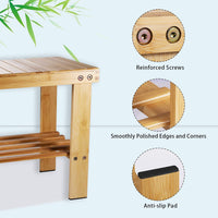 1 x RAW Customer Returns Yoassi Natural Bamboo Multifunctional Shoe Rack Stool Chair Bench with Shelf for Entryway Living Room Bathroom Home Fishing Picnic Garden for Kids and Adults 39 25 34cm Size L  - RRP €33.43