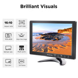 1 x RAW Customer Returns Wstirhy 10.1 inch Monitor 1920x1200 IPS LED Screen Small Monitor with HDMI VGA AV BNC USB, CCTV Monitor for PC, Computer, Built-in Speaker - RRP €73.61