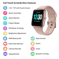 1 x RAW Customer Returns Smartwatch, fitness tracker 1.3 HD full touch screen, women s men s watch for Android IOS, IP68 fitness watch with heart rate monitor, sleep monitor, stopwatch, music control, sports watch, activity tracker, rose - RRP €34.27