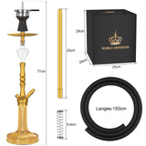 1 x RAW Customer Returns NOBLE HOOKAH 77cm Shisha Set Completely made of aluminum tube with 1 connection and complete shisha accessories - shisha head, beautiful glass vase, molasses catcher, 1 hose and handle gold  - RRP €60.49