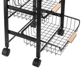 1 x RAW Customer Returns Nandae Metal Kitchen Trolley with Wooden Top Shelf, Fruit and Food Holder with Wheels Ceramic Top 3 Levels for Vegetables Fruit Food Home Living Room - RRP €49.18