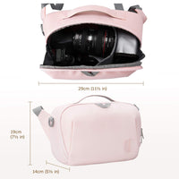 1 x RAW Customer Returns bagsmart Camera Bag Large Shoulder Bag for DSLR SLR Camera and Accessories Pink - RRP €32.99