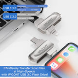 1 x RAW Customer Returns WIGONT 64 GB USB stick for iPhone, flash drive for iPhone USB stick, external memory for storing more photos and videos, photo stick suitable for iPhone iPad PC, comes with USB adapter. - RRP €19.37