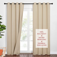 1 x RAW Customer Returns PONY DANCE Blackout Curtains for Interiors Soundproof Curtains with Rings Modern Bedroom Curtains Thermal Insulating Curtain Cold and Warm Beige Curtains 2 Pieces 132x213 CM - RRP €84.95