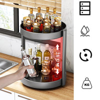 1 x RAW Customer Returns JOUING Rotating Plate Organizer Spice Rack Rotating 2 Tier Metal Lazy Susan for Cabinet Rotating Spice Rack for Kitchen Organizer for Cosmetics, Bathroom Black  - RRP €19.99