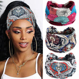 1 x Brand New Fashband Boho Headband Wide Elastic Flower Headbands Knot Hair Accessories for Women 3 Pack  - RRP €27.6