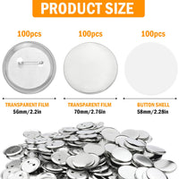 10 x RAW Customer Returns 300 Pieces Metal Snap Buttons, 58mm Round Metal Blank Buttons with Transparent Film for Port Button Machining - RRP €258.6