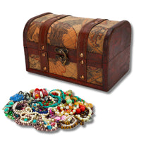 1 x RAW Customer Returns Vintage decorative wooden treasure chest, 18 x 10 x 10 cm random map small retro treasure chest coin pirate chest toy wooden box for children treasure hunt game - RRP €19.04