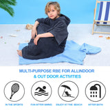 1 x RAW Customer Returns TOMEEK Towel Poncho with Hood for Children Soft Beach Poncho Teenager Surf Poncho Bath Poncho Beach Towel Bathrobe with Pocket Ideal for Holidays, Swimming, Surfing, Beach, Bath Gray  - RRP €24.98