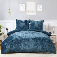 1 x RAW Customer Returns CAROMIO warm plush bed linen 200x200cm turquoise cuddly fluffy reversible bed linen warm winter fleece blanket cover double bed duvet cover with button closure and 2 pillowcases 80x80cm - RRP €38.3